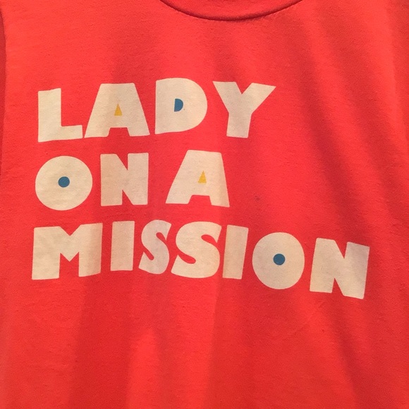 Nellie Taft Brand 100% Cotton T-shirt “Lady on a Mission” Size S Red Made in USA - Picture 2 of 7